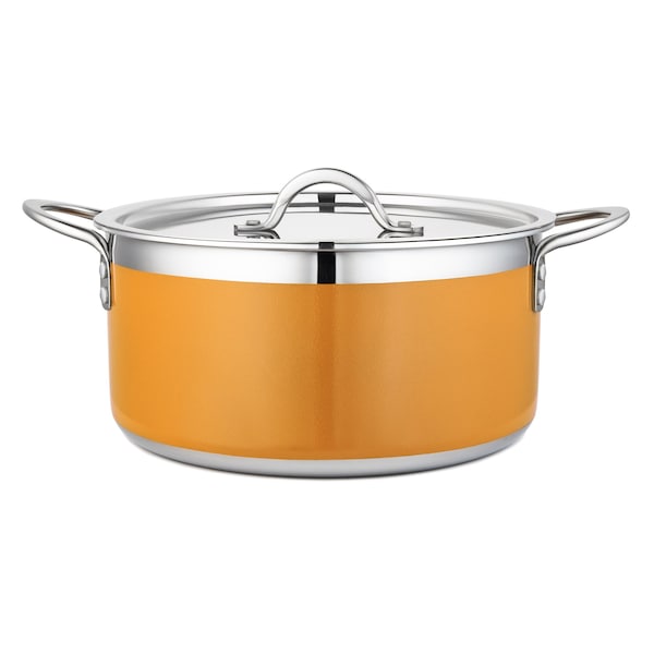Bon Chef Country French 2 Pot W/Cover 10 1/8"Diax4 3/4"H 5 Qt 22 Oz - Orange 71303-CF2-O - main